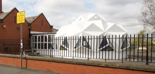 The plastic Bubble classroom at Kennington Primary School in Preston