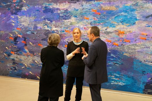 Alice Kettle (c) with Professor Geoffrey Crossick and Rosy Greenlees